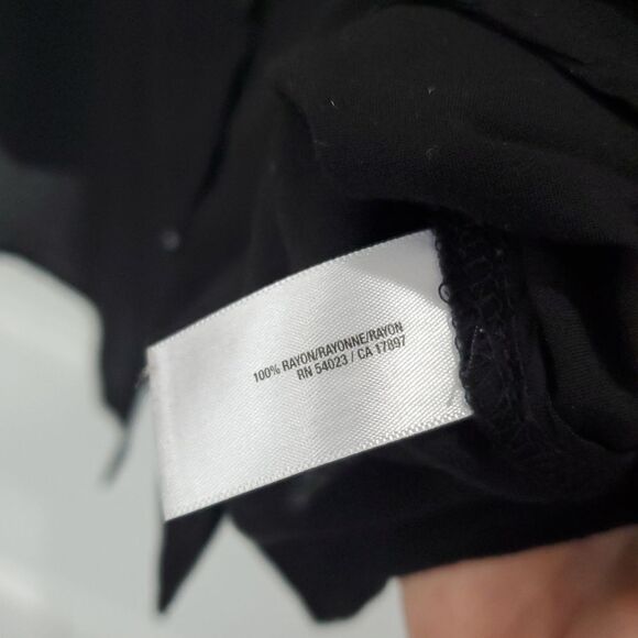 Old Navy Ladies Black Gathered Neckline Sheer Rayon Blouse, Size Large - Picture 3 of 5